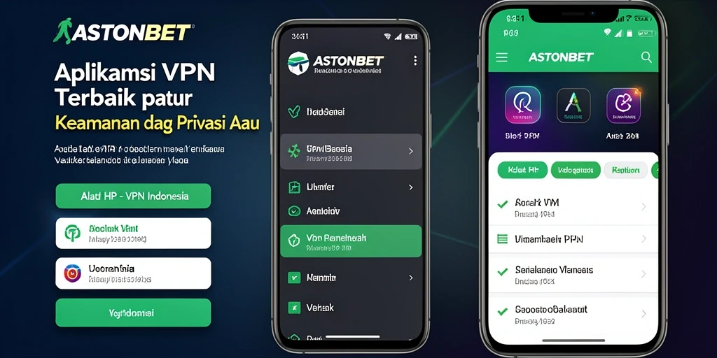 Tampilan antarmuka utama aplikasi ASTONBET dengan fitur VPN.
