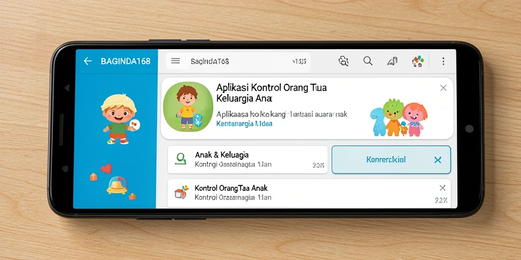 Antarmuka aplikasi BAGINDA168 untuk kontrol orang tua dan aktivitas anak.
