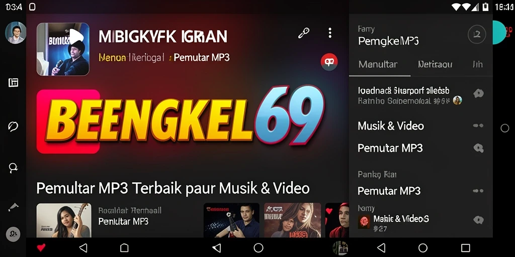 Antarmuka BENGKEL69 yang sederhana dan fungsional untuk Pemutar MP3.