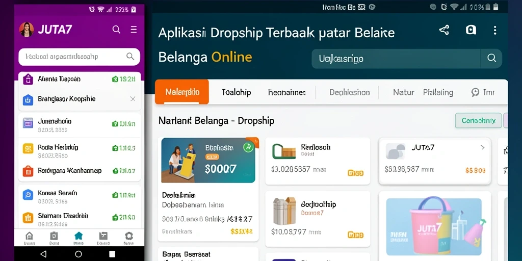 Antarmuka aplikasi JUTA7 yang memudahkan pengguna dalam dropshipping.