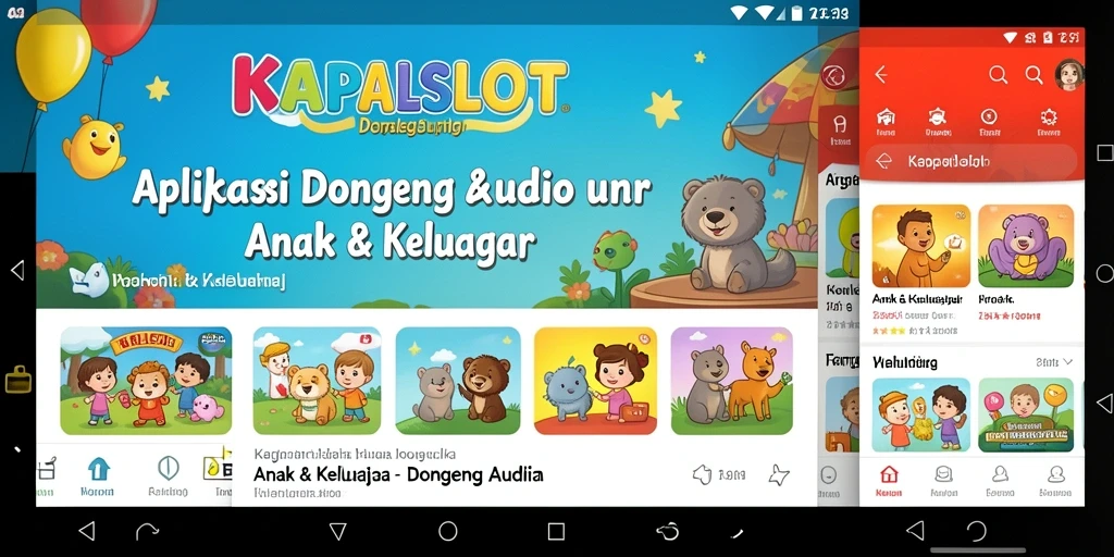 Antarmuka aplikasi KAPALSLOT yang ramah anak dan penuh warna.